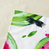 Serviette De Plage Pastèque verte rose Fruits Tropicaux Mignons (En situation)