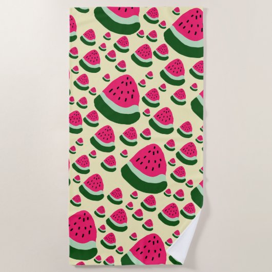 Serviette De Plage Pastèques Fantaisistes Motif de Fruits d'Été Migno (Devant)