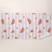 Serviette De Plage Pastèques rouges, Coeurs, Grandes Pâtes, Motif d'é (Devant)