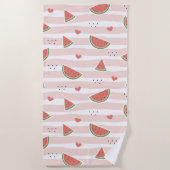 Serviette De Plage Pastèques rouges, Coeurs, Grandes Pâtes, Motif d'é (Devant)