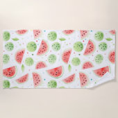 Serviette De Plage Pastèques rouges vertes blanches (Devant)