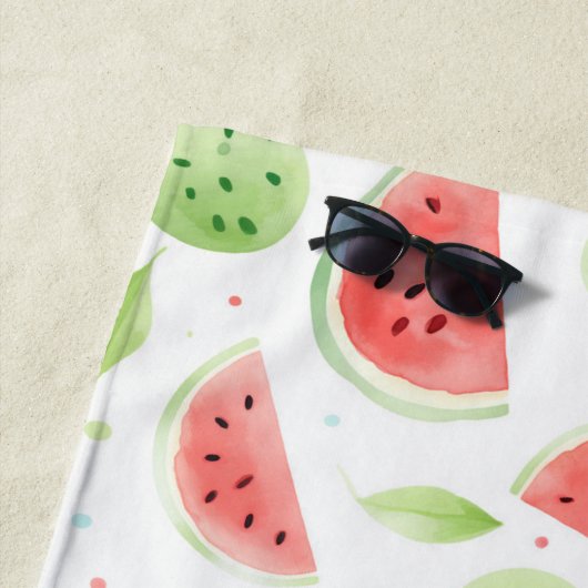 Serviette De Plage Pastèques rouges vertes blanches (En situation)