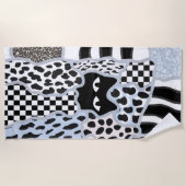 Serviette De Plage Patchwork Chic Chat Noir Suspect Gingham & Carreau (Devant)