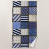 Serviette De Plage Patchwork Denim bleu (Devant)