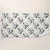 Serviette De Plage Patchwork Lighthouse Coastal Floral Scene (Devant)