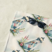 Serviette De Plage Patchwork Lighthouse Coastal Floral Scene (En situation)