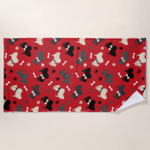 Serviette De Plage Pâtes et os de Terrier écossais (Devant)