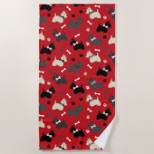 Serviette De Plage Pâtes et os de Terrier écossais (Devant)