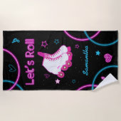 Serviette De Plage Patinage à rouleaux Neon Llow Roll Girl (Devant)