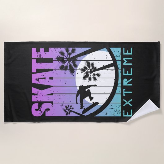 Serviette De Plage Patinage moderne Extreme Skateboard Fun Tropical (Devant)