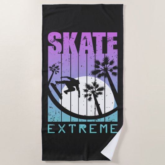 Serviette De Plage Patinage moderne Extreme Skateboard Fun Tropical (Devant)