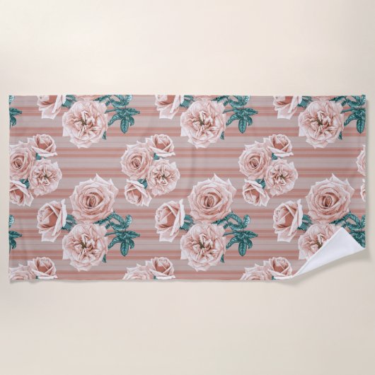 Serviette De Plage Patrimoine du jardin rose (Devant)