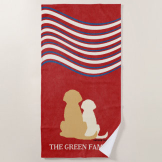 Serviette De Plage Patriotic Americana Golden Retriever Beach Towel