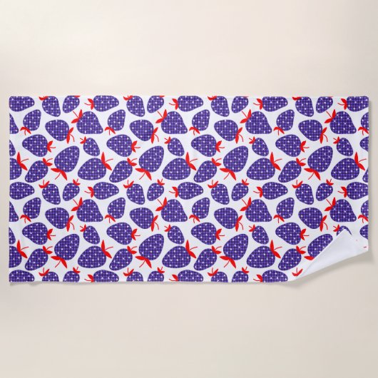 Serviette De Plage Patriotic Plaid Strawberry (Devant)