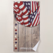 Serviette De Plage Patriotic US Red White Blue Stars Namaste Custom (Devant)