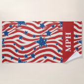 Serviette de plage patriotique avec monogramme per (Devant)