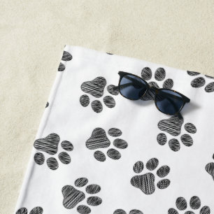 Serviette De Plage Patrouilles de Doodle, Paws de Chien, Paws Noirs
