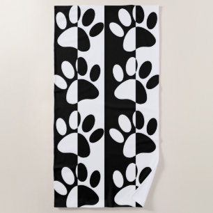 Serviette De Plage Patrouilles Et Rayures De Chien Noir Et Blanc