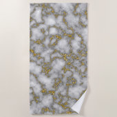 Serviette De Plage Pattern de Chic White Gold Foil (Devant)