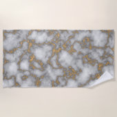 Serviette De Plage Pattern de Chic White Gold Foil (Devant)