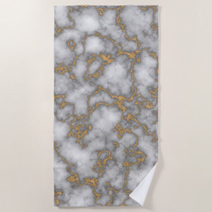 Serviette De Plage Pattern de Chic White Gold Foil
