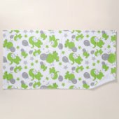 Serviette De Plage Pattern of Green Elephants, Cute Elephants, stars (Devant)
