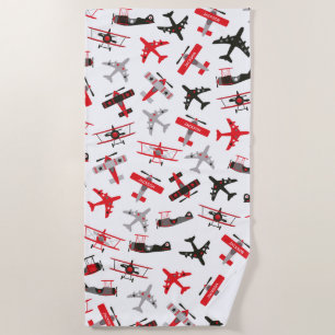Serviette De Plage Pattern Red and Black WWII