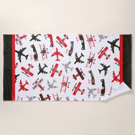 Serviette De Plage Pattern Red and Black WWII (Devant)