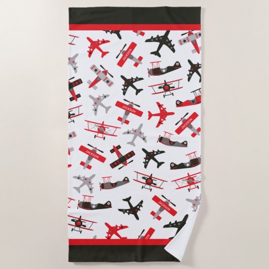 Serviette De Plage Pattern Red and Black WWII (Devant)