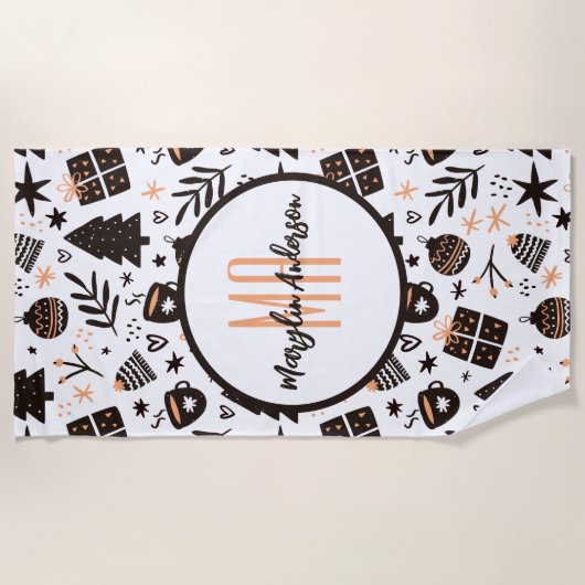 SERVIETTE DE PLAGE PATTERNES MONOGRAM DE CHRISTMAS (Devant)