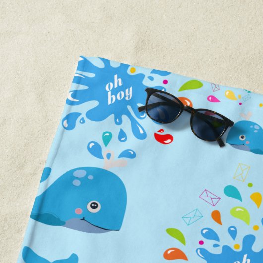 Serviette De Plage Patterson monogram bleu de Whale (En situation)