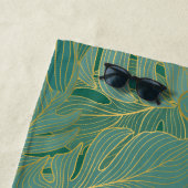 Serviette De Plage Paume vert et or feuille motif (En situation)