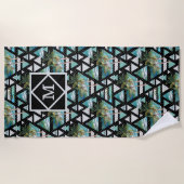 Serviette De Plage Paumes géométriques abstraites et motif de vagues (Devant)