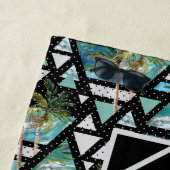 Serviette De Plage Paumes géométriques abstraites et motif de vagues (En situation)