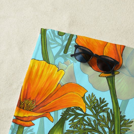Serviette De Plage Pavot de Californie (En situation)