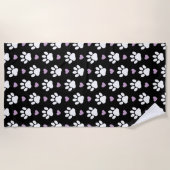 Serviette De Plage Paw Motif, Chien Paws, White Paws, Lilac Hearts (Devant)