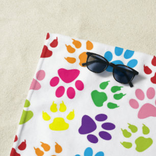 Serviette De Plage Paws Colorés, Paws Chiens, Paws Chat