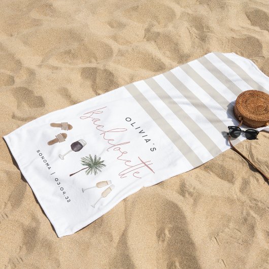Serviette De Plage Pays du Vin Fête de Bachelorette Personnalisée