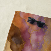 Serviette De Plage Paysage Abstrait Purple Brown Blue Gold (En situation)