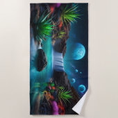Serviette De Plage Paysage Alien Lunes de cascade (Devant)