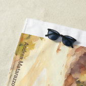 Serviette De Plage Paysage avec mer et voiliers (En situation)