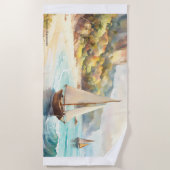 Serviette De Plage Paysage avec mer et voiliers (Devant)