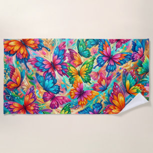 Serviette De Plage Paysage de rêves de papillon vibrant – Tropical Bo