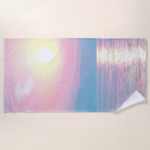 Serviette De Plage Paysage magique au coucher du soleil rose (Devant)