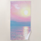 Serviette De Plage Paysage magique au coucher du soleil rose (Devant)
