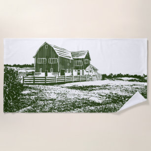Serviette De Plage Paysage rural maison de ferme de style coupe