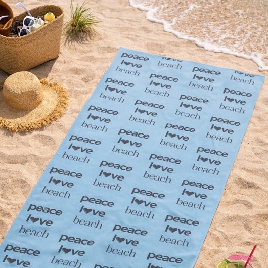 Serviette De Plage Peace Love Beach - Coastal Blue Ocean Life Pool