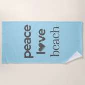 Serviette De Plage Peace Love Beach Coastal Ocean Blue Graphic Print (Devant)
