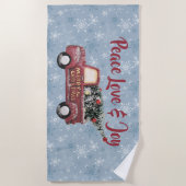 Serviette De Plage Peace Love & Joy Toy Camion Joyeux Noël (Devant)