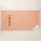 Serviette De Plage Peach Fuzz Nom Personnalisé Élégant (Devant)